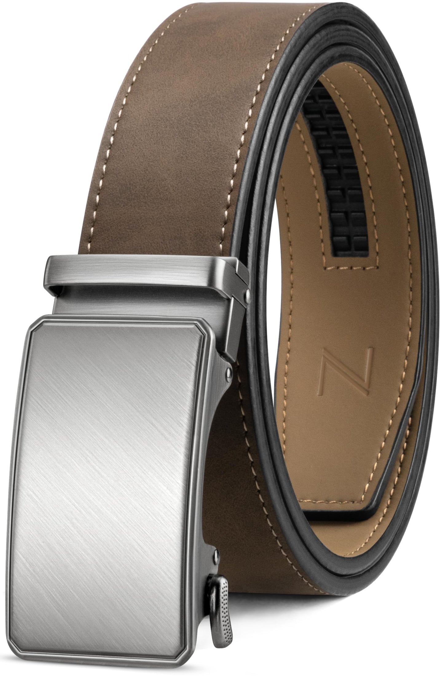 HOTZitahli Belt Men,Leather Ratchet Belt for Men Dress Casual Every Day with Adjustable Buckle,Trim to Fit For Gift