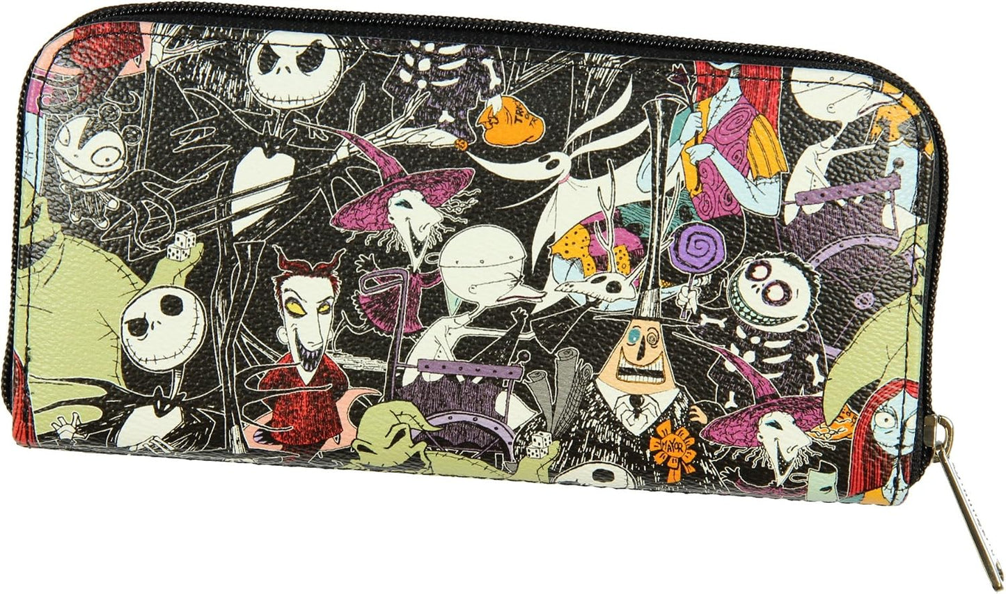 HOTLoungefly The Nightmare Before Christmas Allover Print Character Zip Around Wallet