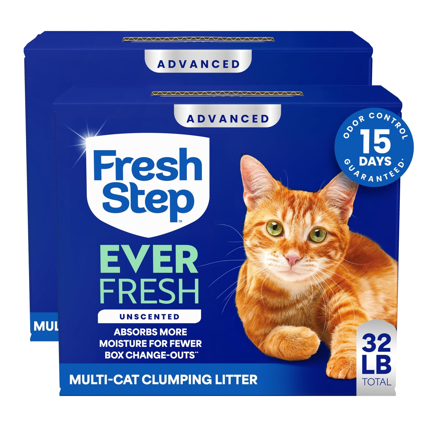 HOTFresh Step Advanced Ever Fresh Multi Cat Clumping Litter with Febreze Freshness, Ammonia Block Technology, Ultra Absorbent, 16 lb. Box, Pack of 2