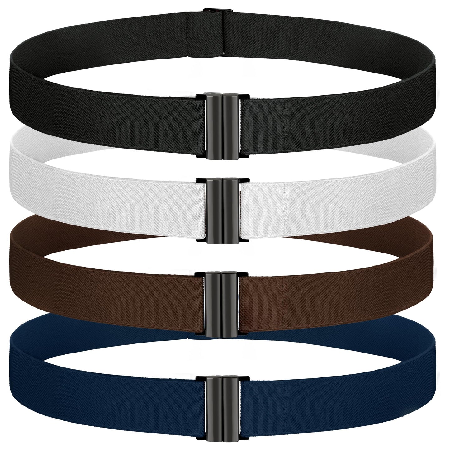 HOTTOURZOO No Show Invisible Belt for Women/Men Elastic Web Strap Waist Stretch Belt with Flat Buckle for Jeans Pants Dresses