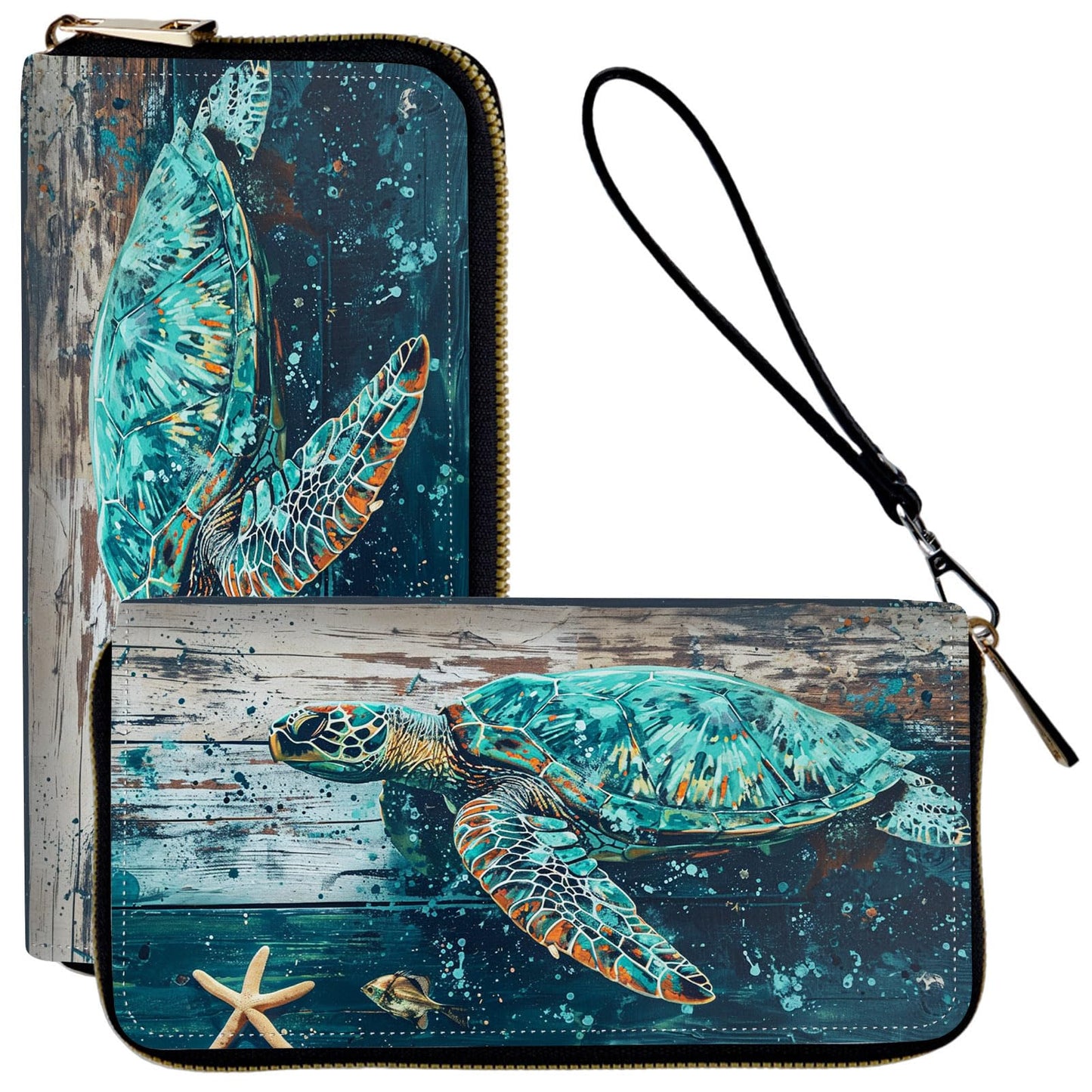 HOTLadies Wallet,Clutch Purses for Women Wallets Leather Credit Card Holder for Women Wristlet Slim Small Cute with Zipper,Thin RFID Blocking with Wrist Strap,Glitter Dragonfly Moon