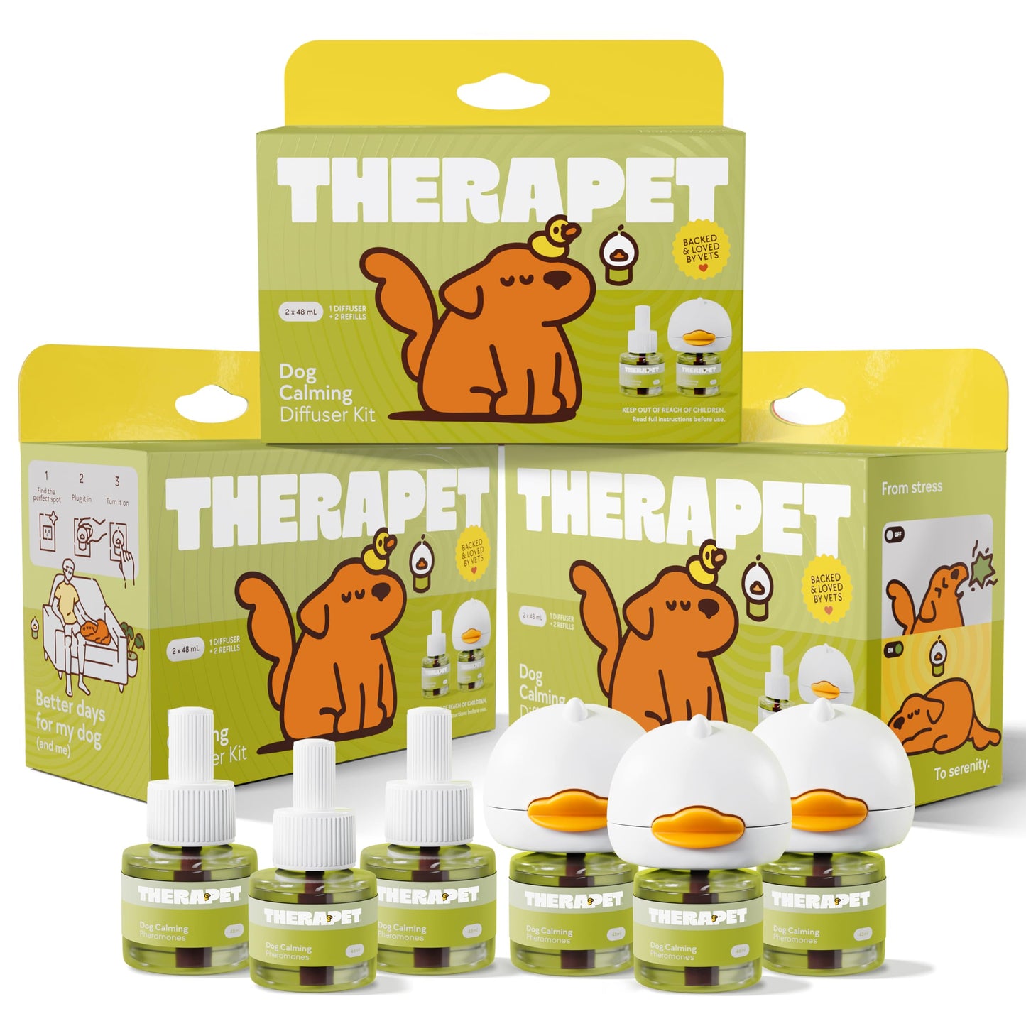 HOTTheraPetMD 60-Day Dog Calming Diffuser Kit - Dog Pheromone Diffuser for Stress, Destructive Behavior, Pee Accidents, Separation Anxiety, Barking, Aggression & Chewing - 60-Day Refills Included