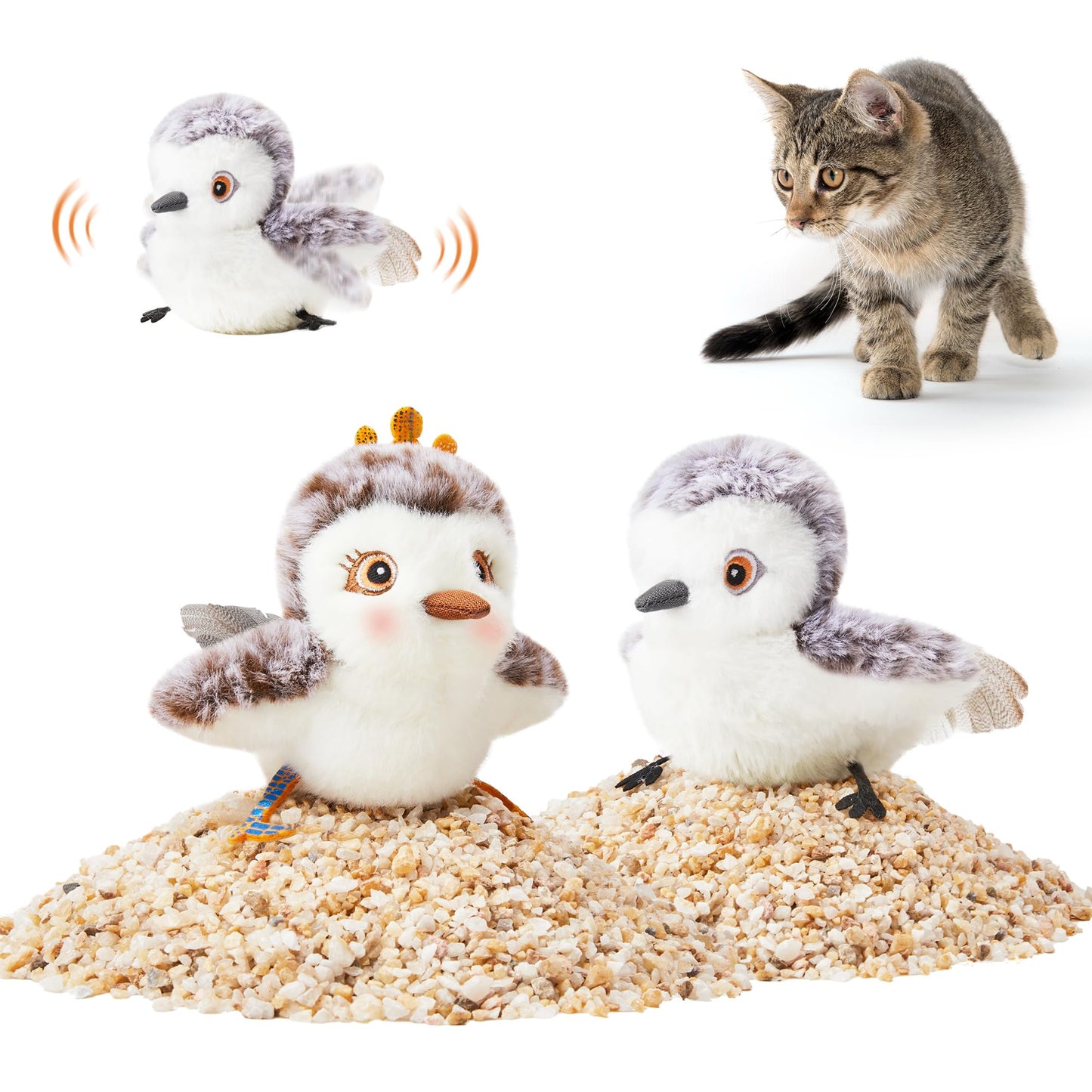 HOTPotaroma Cat Toys Flapping Bird (No Flying), Lifelike Sandpiper Chirp Tweet, Rechargeable Touch Activated Kitten Toy Interactive Cat Exercise Toys for All Breeds Cat Kicker Catnip Toys 4.0" | Lifelike Sandpiper Chirp, Touch Activated, Rechargeable Kitt