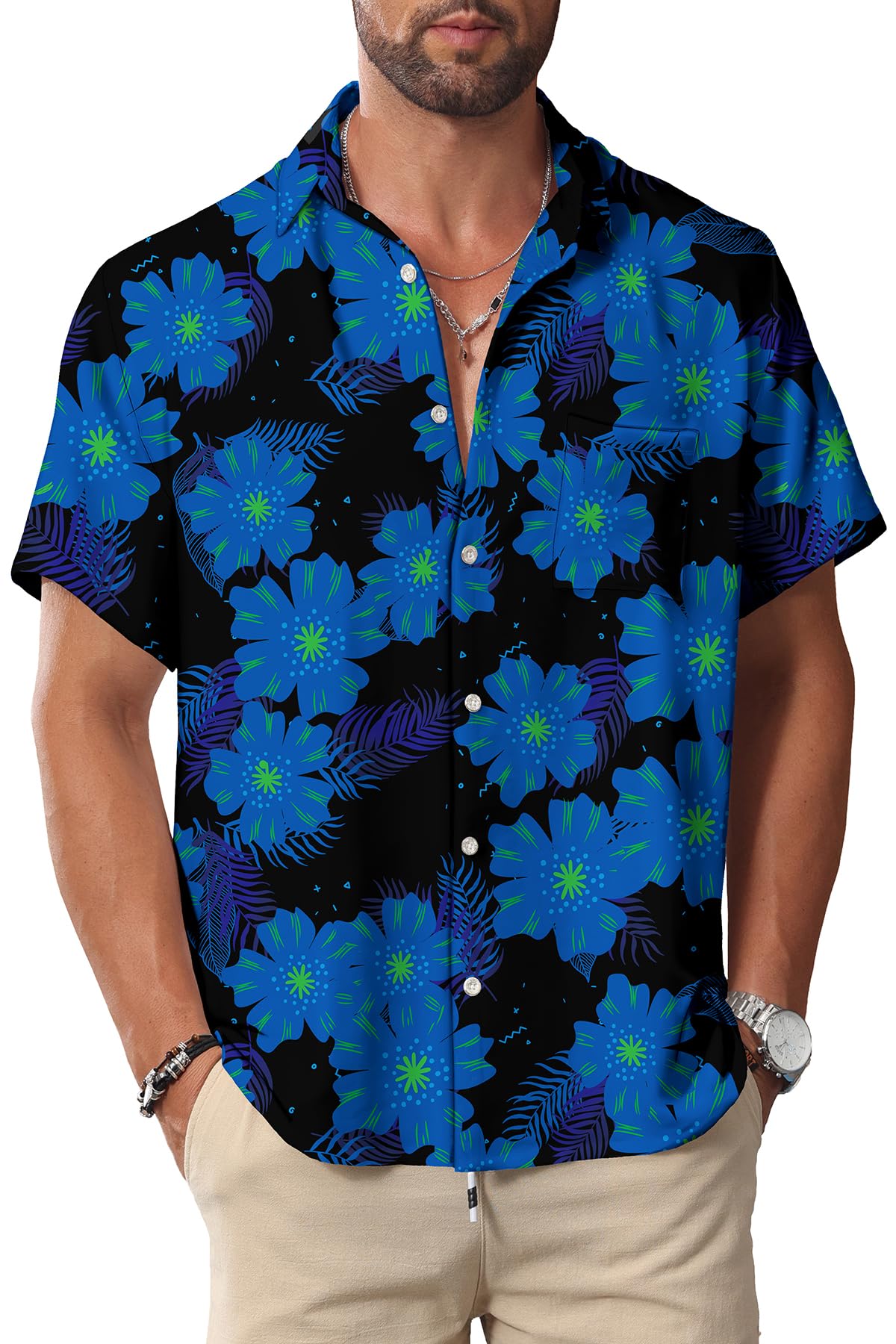 HOTKYKU Hawaiian Shirt for Men: Beach Vacation Summer Short Sleeve Button Down Mens Shirts Casual Stylish