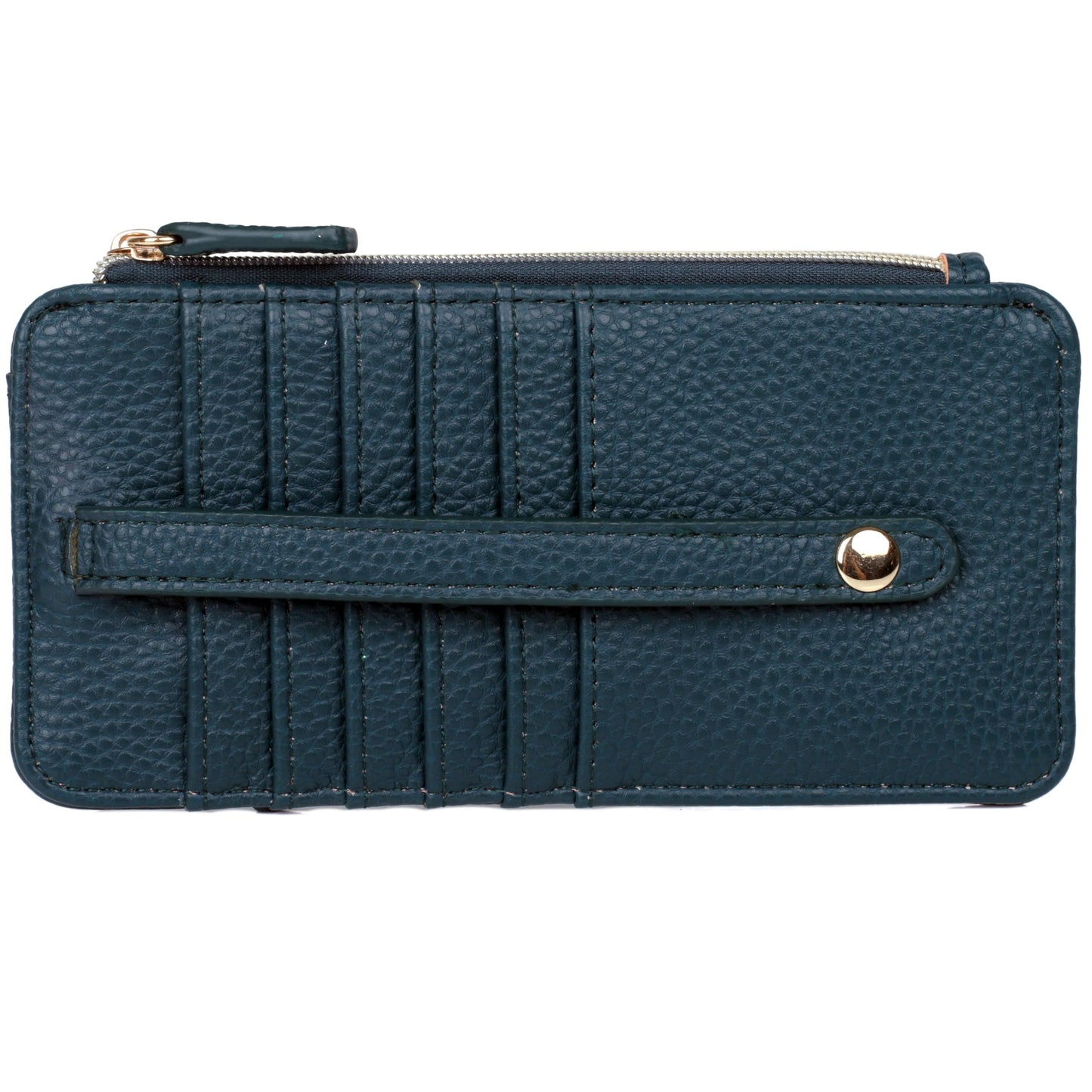 HOTJulia Buxton Vegan Leather Thin Card Case for Women with RFID Blocking, Compact Wallet with 6 Card Slots, ID Window & Zipper Pocket, Ideal Gift, Classic Sage