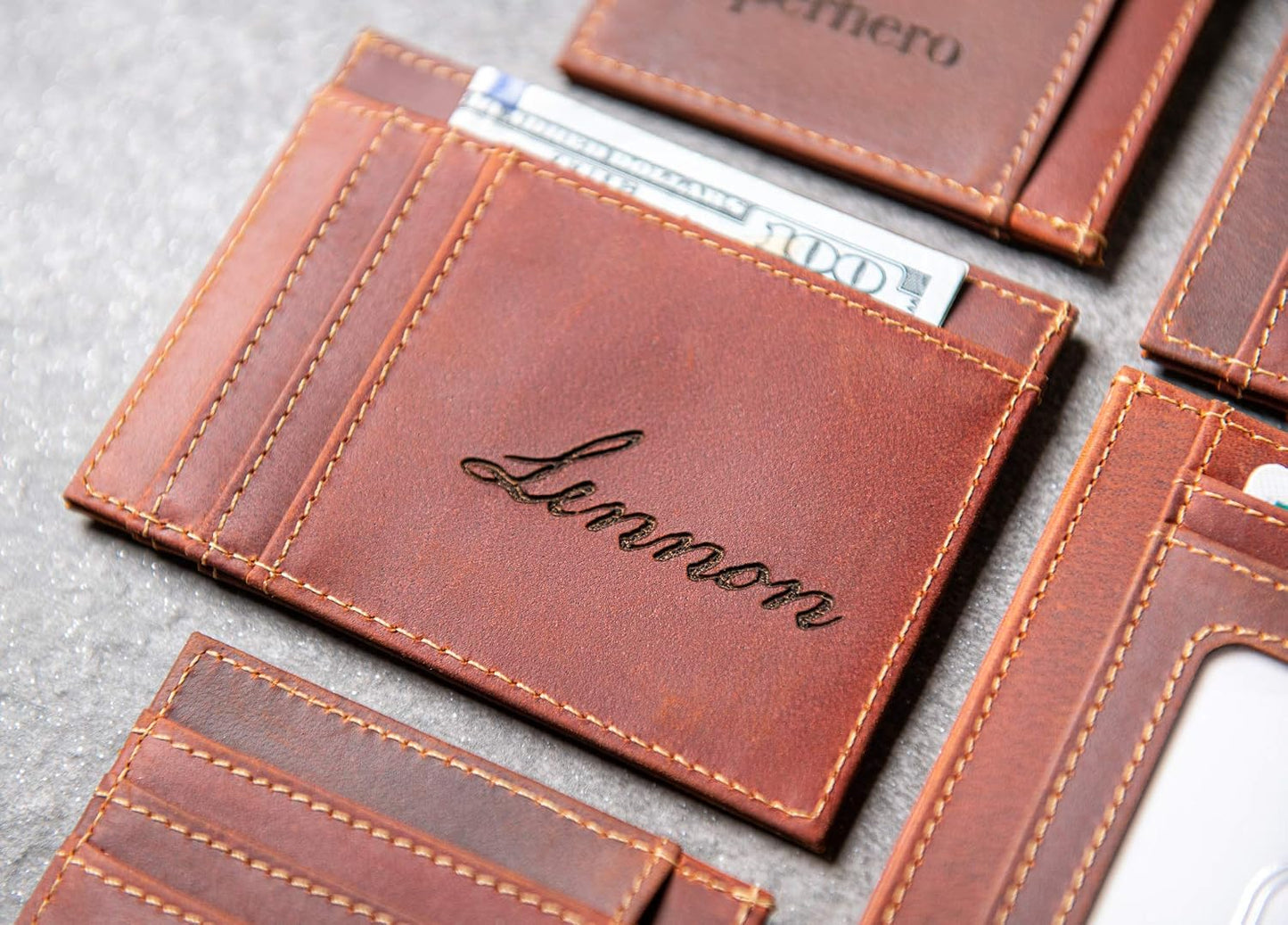 HOTSlim Leather Wallet Personalized With ID Window The Ocala by Left Coast Original