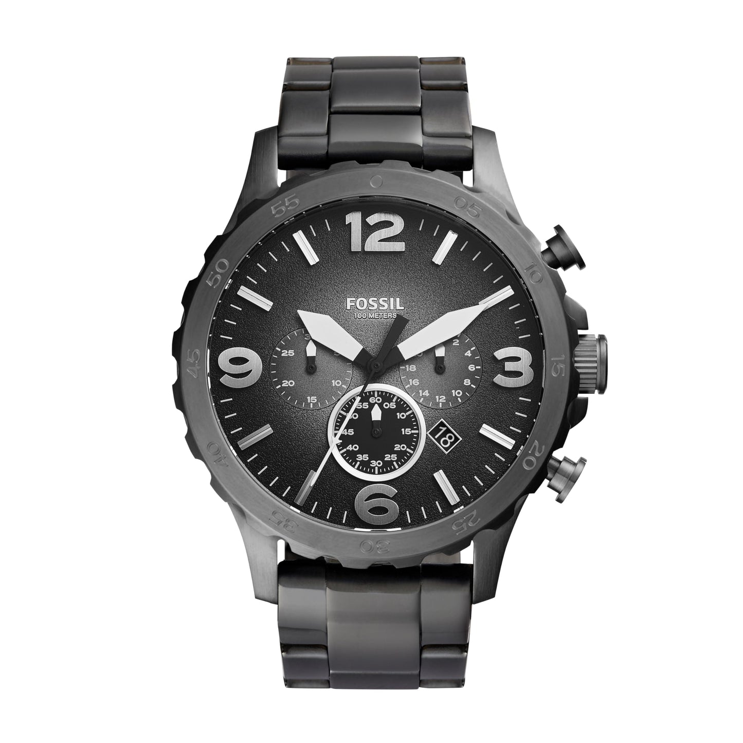 HOTFossil Men's Nate Quartz Watch, Oversized Stainless Steel Chronograph Watch for Men