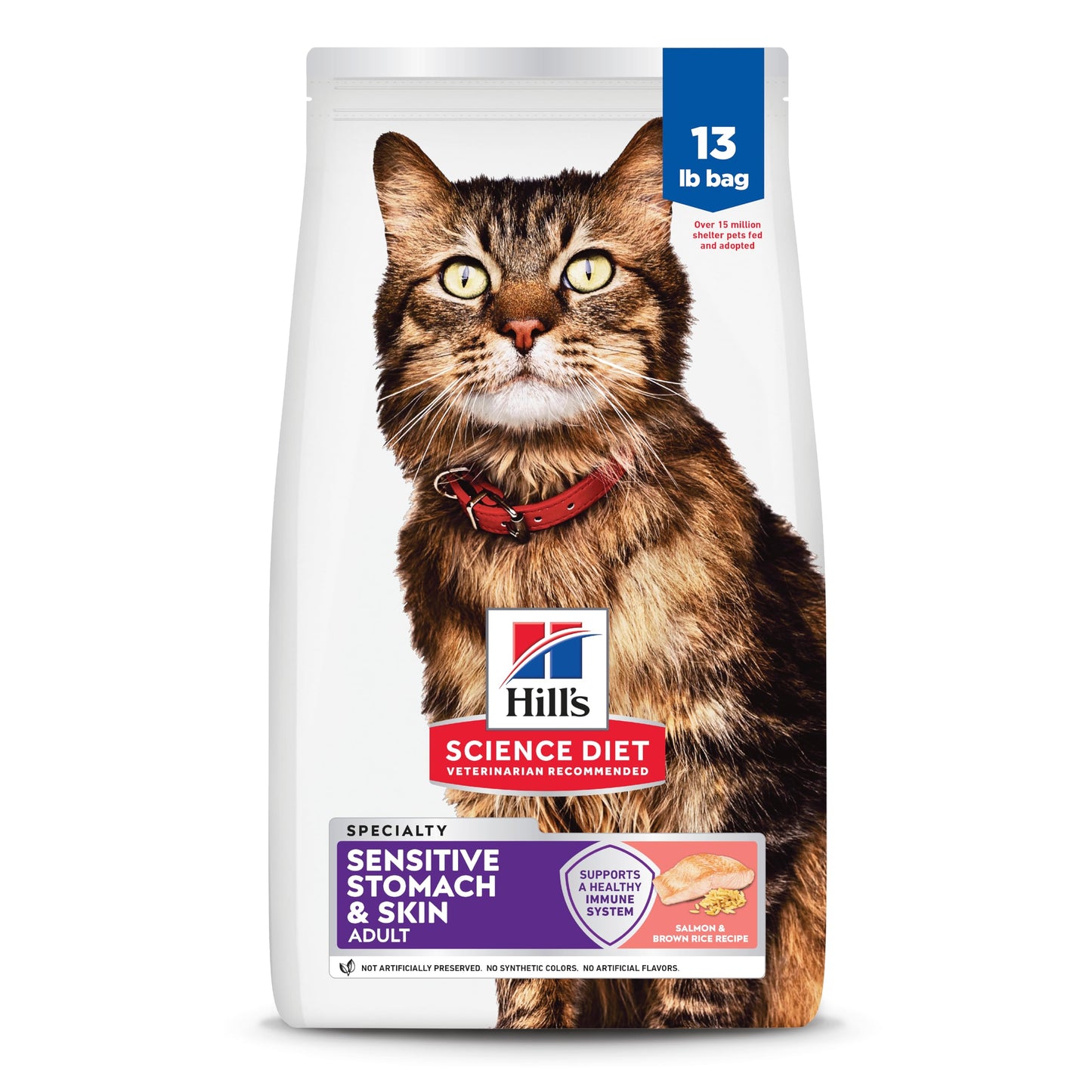 HOTHill's Science Diet Sensitive Stomach & Skin Dry Cat Food | #1 Veterinarian Recommended, Adult Formula, Chicken & Rice, 7 lb. Bag (Updated Formula)