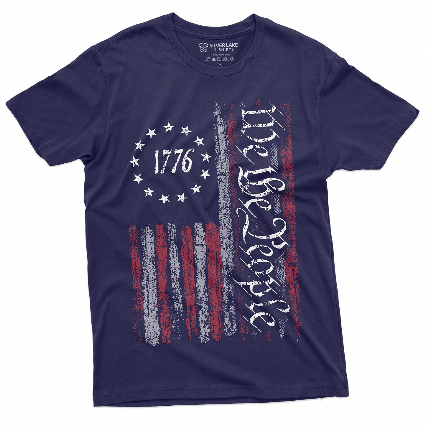 HOTWe The People Tee Shirt 1776 Independence Day 4th of July USA Graphic Flag Print T-Shirt