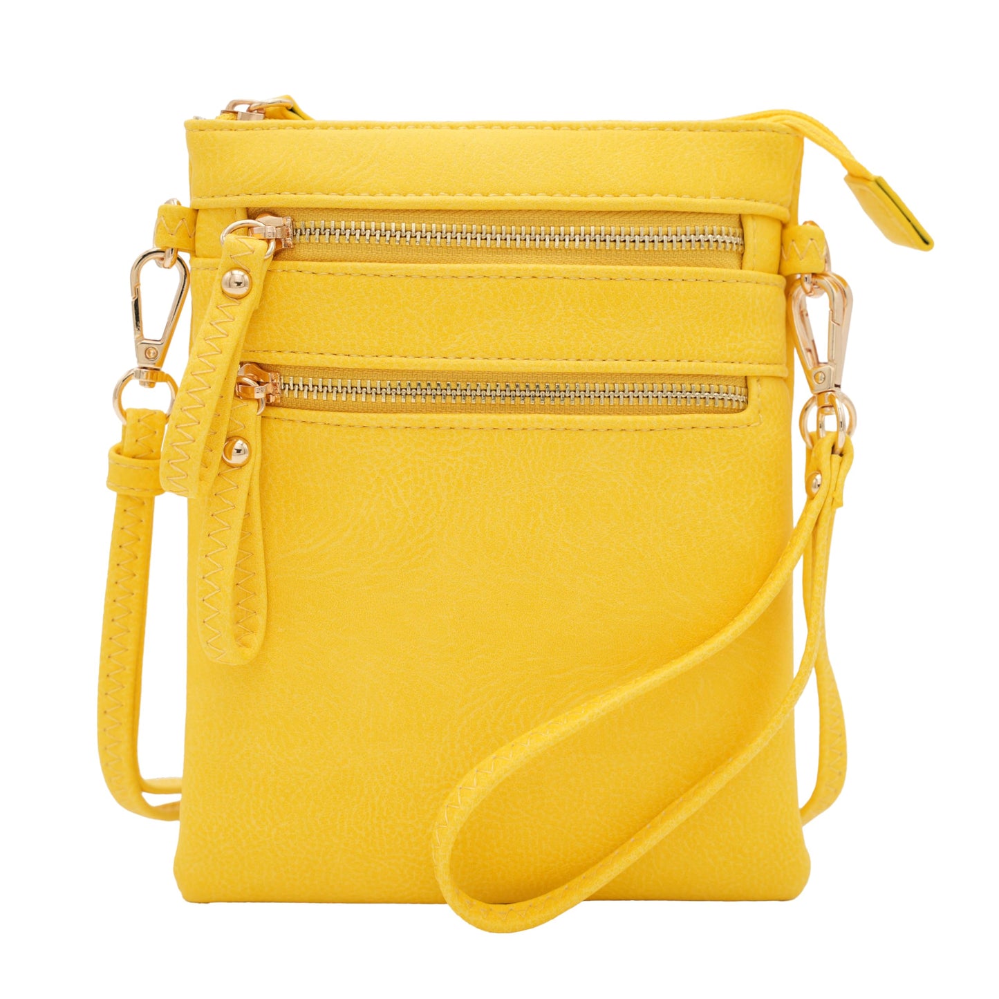 HOTSolene Small Crossbody Bag for Women, Multi Zip Pockets with Detachable Wristlet, Lightweight Travel Purse, Cell Phone Pouch