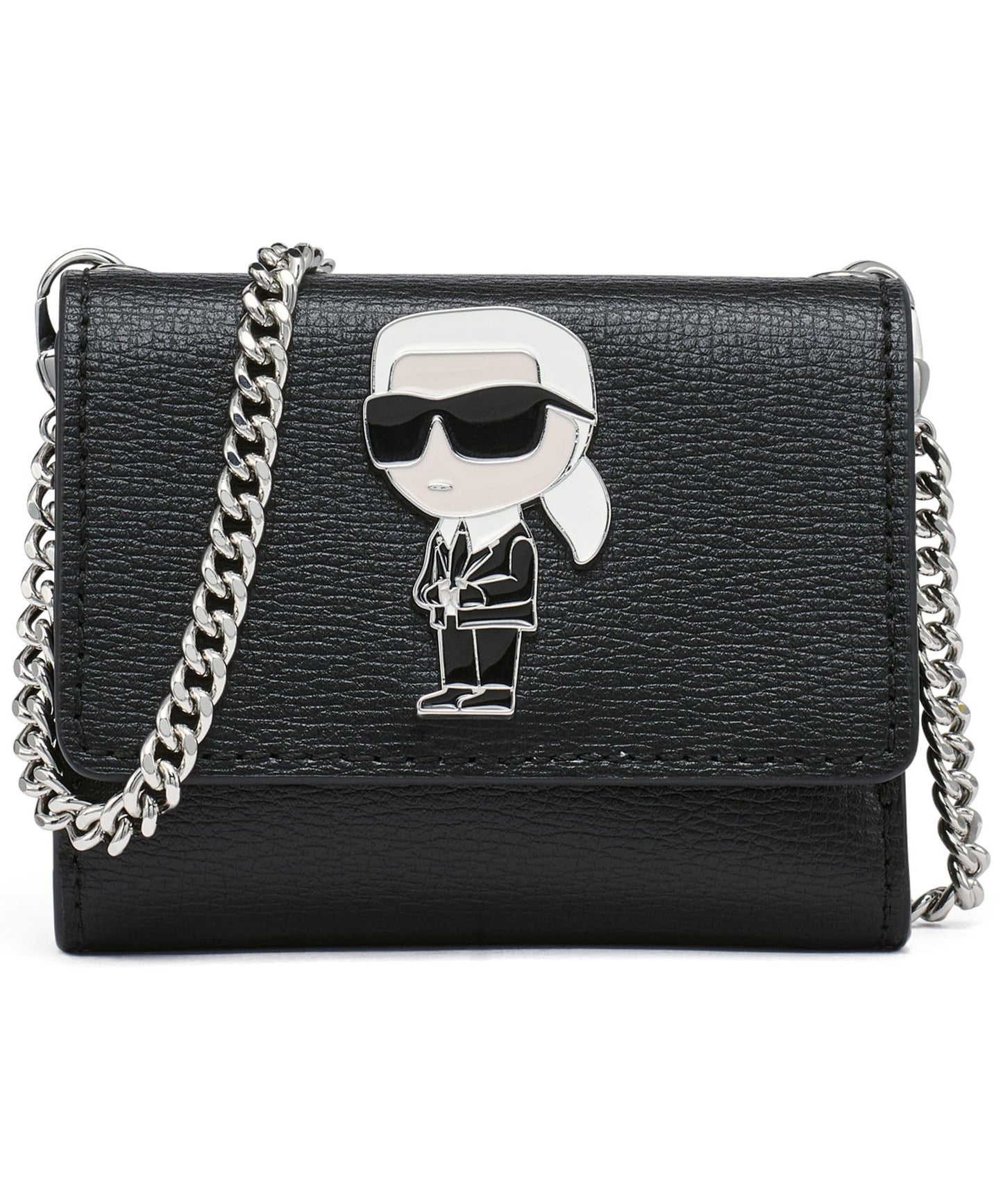 HOTKARL LAGERFELD Paris Women's Wallet Crossbody On A Chain, Black Multi