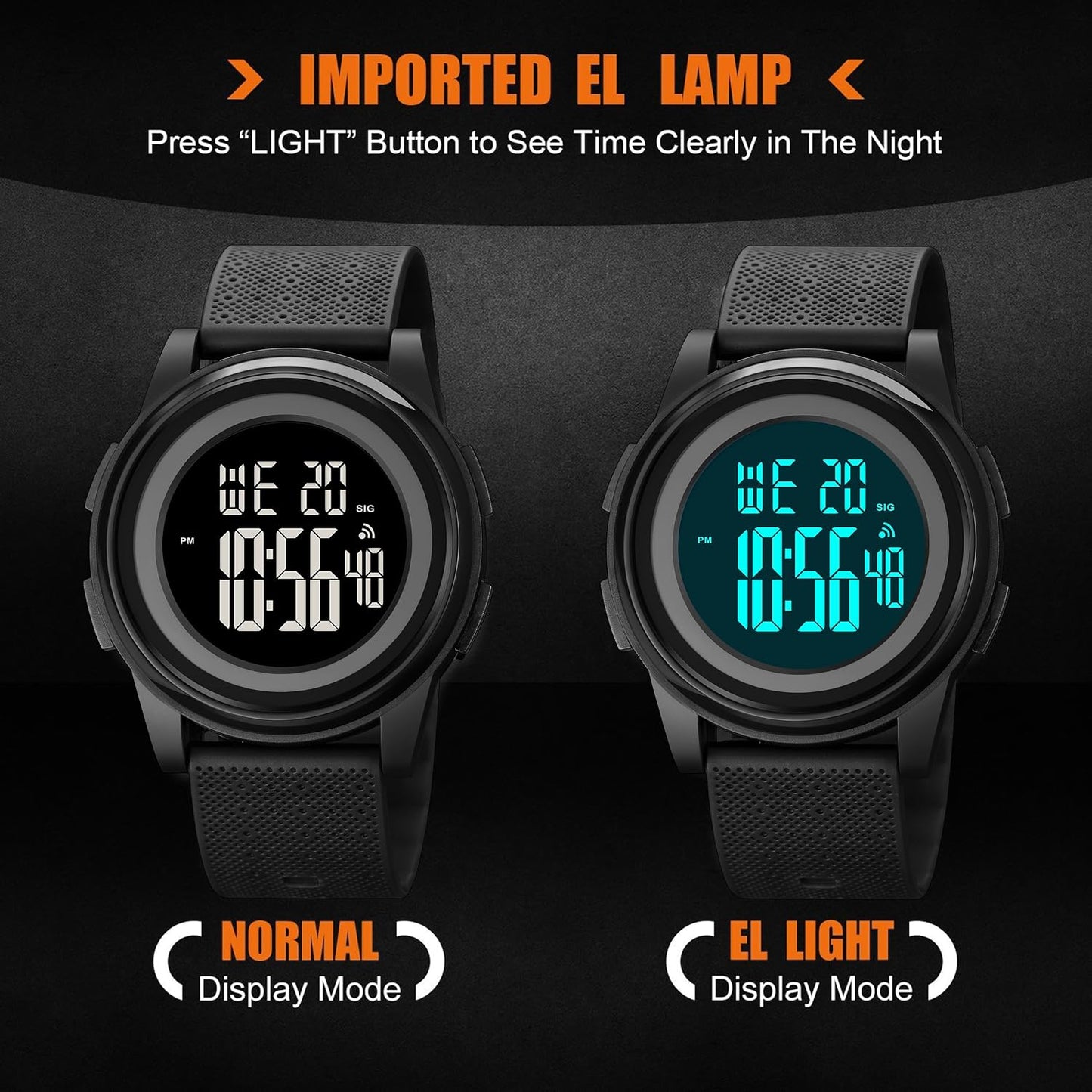 HOTOLAZONE Digital Watches Men Ultra-Thin Minimalist Sports Waterproof with Wide-Angle Display Rubber Strap Wrist Watch for Men