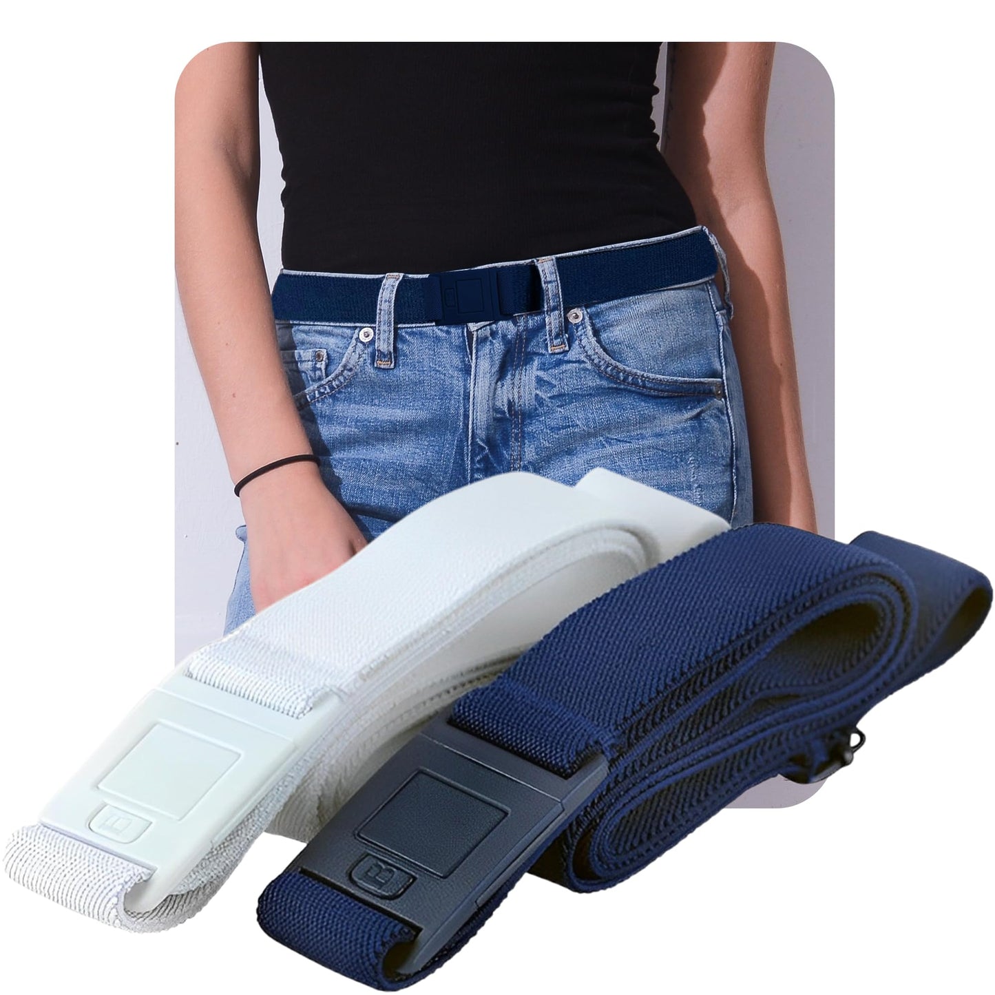 HOTBELTAWAY Easily Adjustable Elastic Flat Buckle No Show Belts for Women – Stretch No Bulge jeans pants