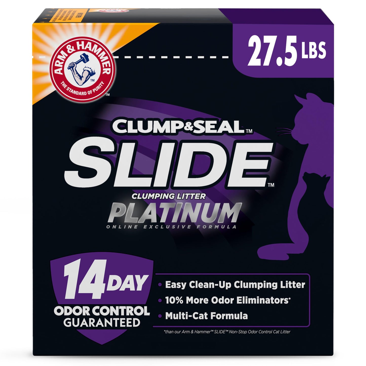 HOTARM & Hammer Slide Platinum Easy Clean-Up Clumping Cat Litter, 27.5 Lbs | 24/7 Odor Control, Triple-Action Freshness, Non-Stick, Low Tracking, Multi-Cat Formula, Scented