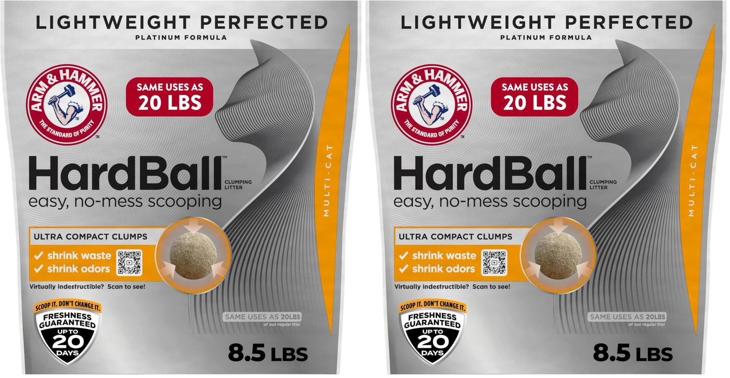 HOTARM & Hammer Hardball Clumping Cat Litter, Garden Bloom, 14.5 Lbs | Lightweight 5-in-1, 24/7 Odor Control, Easy Clean Up, Non-Clay Formula, 99.9% Dust-Free, Multi-Cat