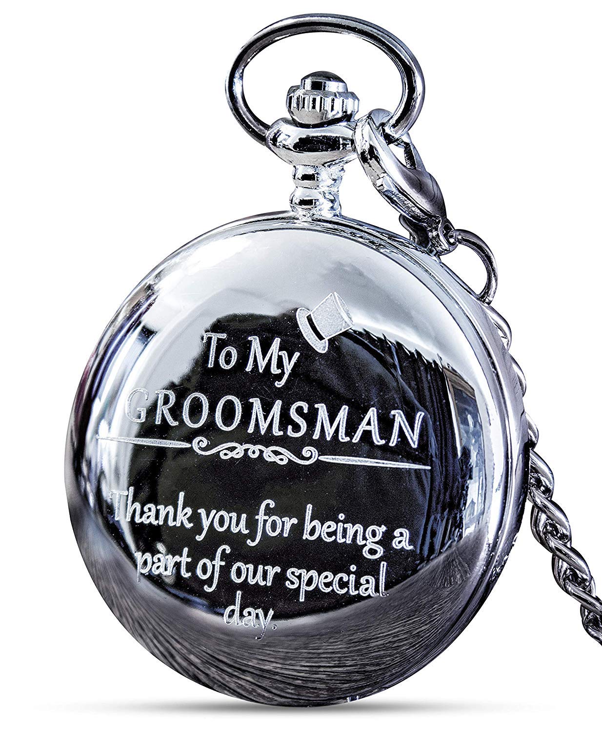 HOTFJ FREDERICK JAMES Wedding Pocket Watches for Groomsman, Best Man, Groom, Father of The Bride & Groom I Silver Engraved I Complete Their Wedding Attire