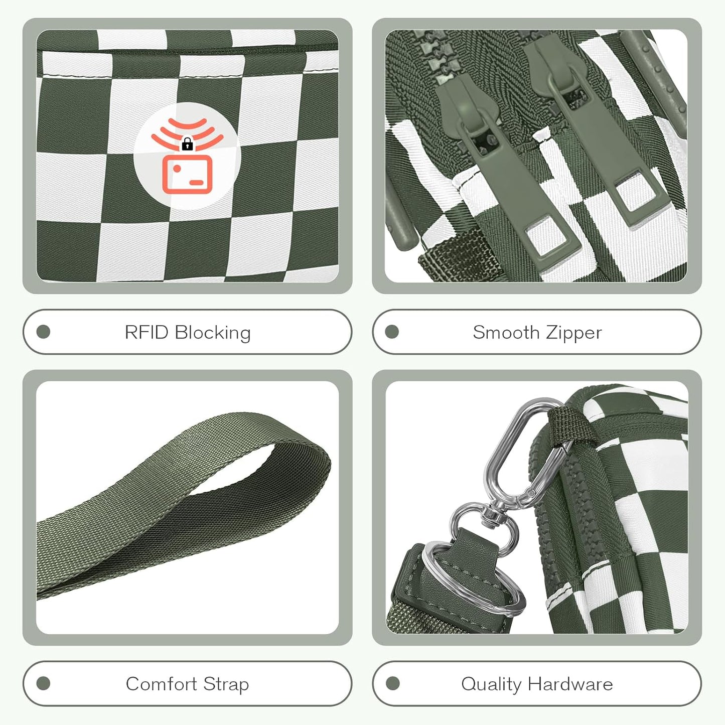 HOTWOOMADA Checkerboard Wristlet Wallets for Women