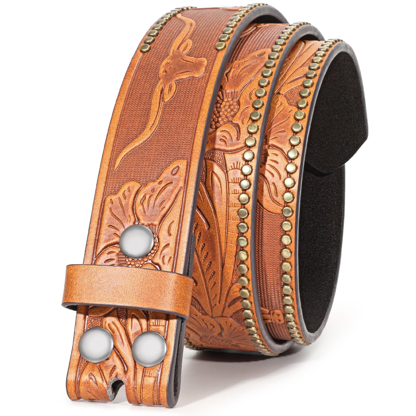 HOTBELTROAD Western Leather Belt Strap for Men Women Cowboy Cowgirl Leather Mens Belts for Jeans Birthday Christmas Belt Gifts