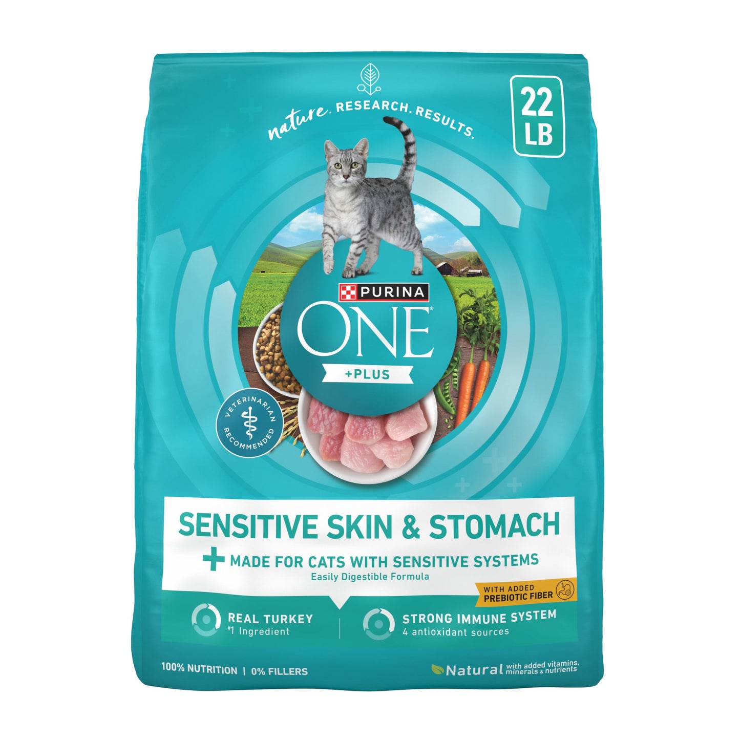 HOTPurina ONE Sensitive Stomach, Sensitive Skin, Natural Dry Cat Food, +Plus Sensitive Skin and Stomach Formula - 16 lb. Bag