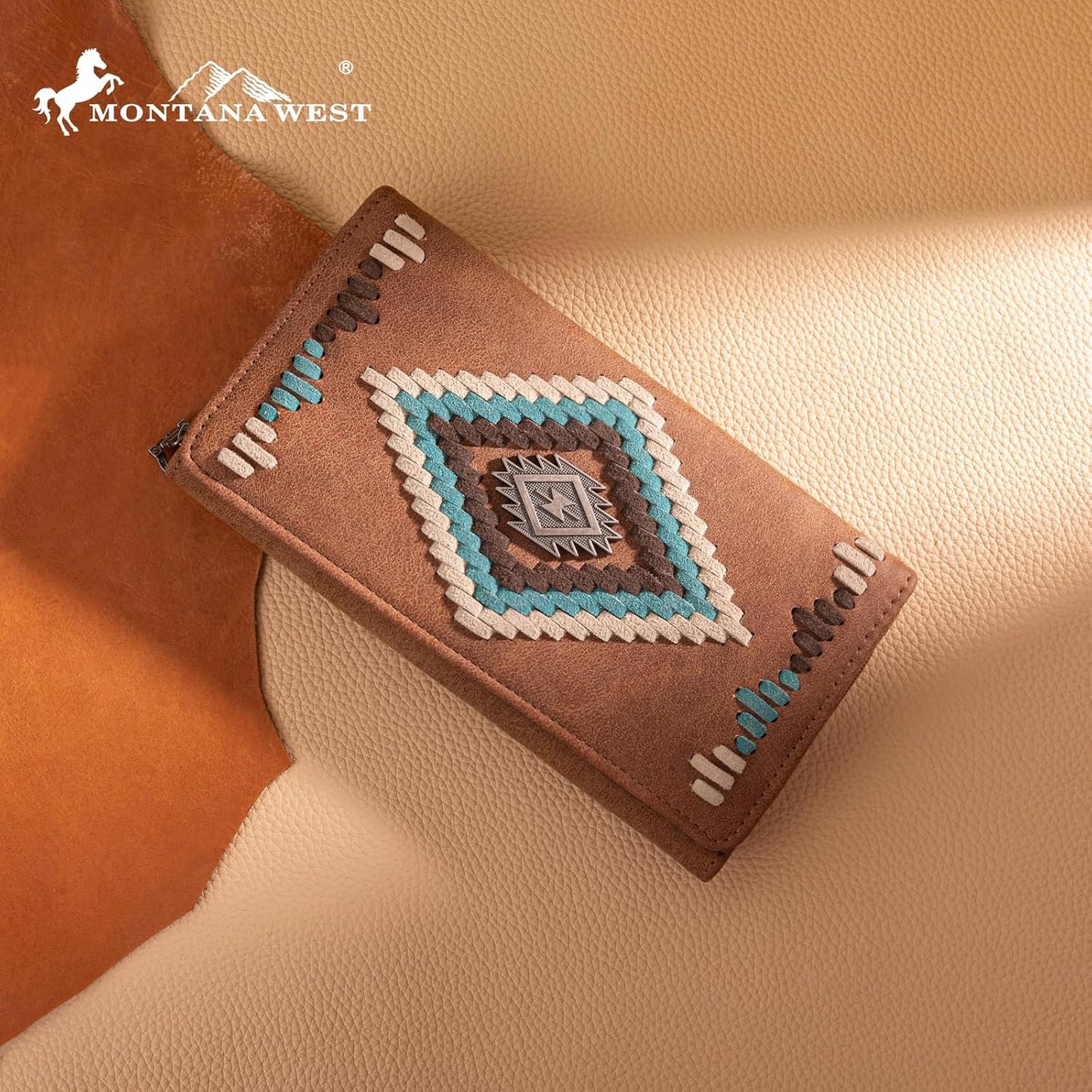 HOTMontana West Aztec Wallet for Women Western Whipstitch Womens Wallet Card Holder Wallet MW1332-W010BR