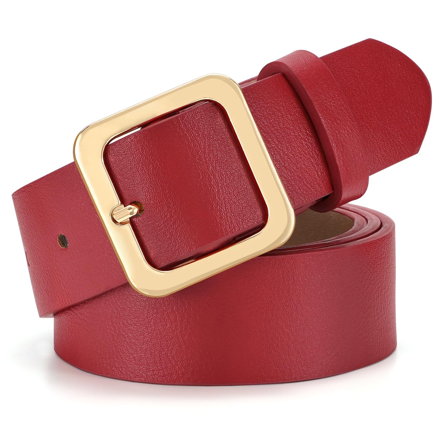 HOTXZQTIVE Women’s Leather Belts for Jeans Pants Dresses Fashion Ladies Black Belt with Square Buckle