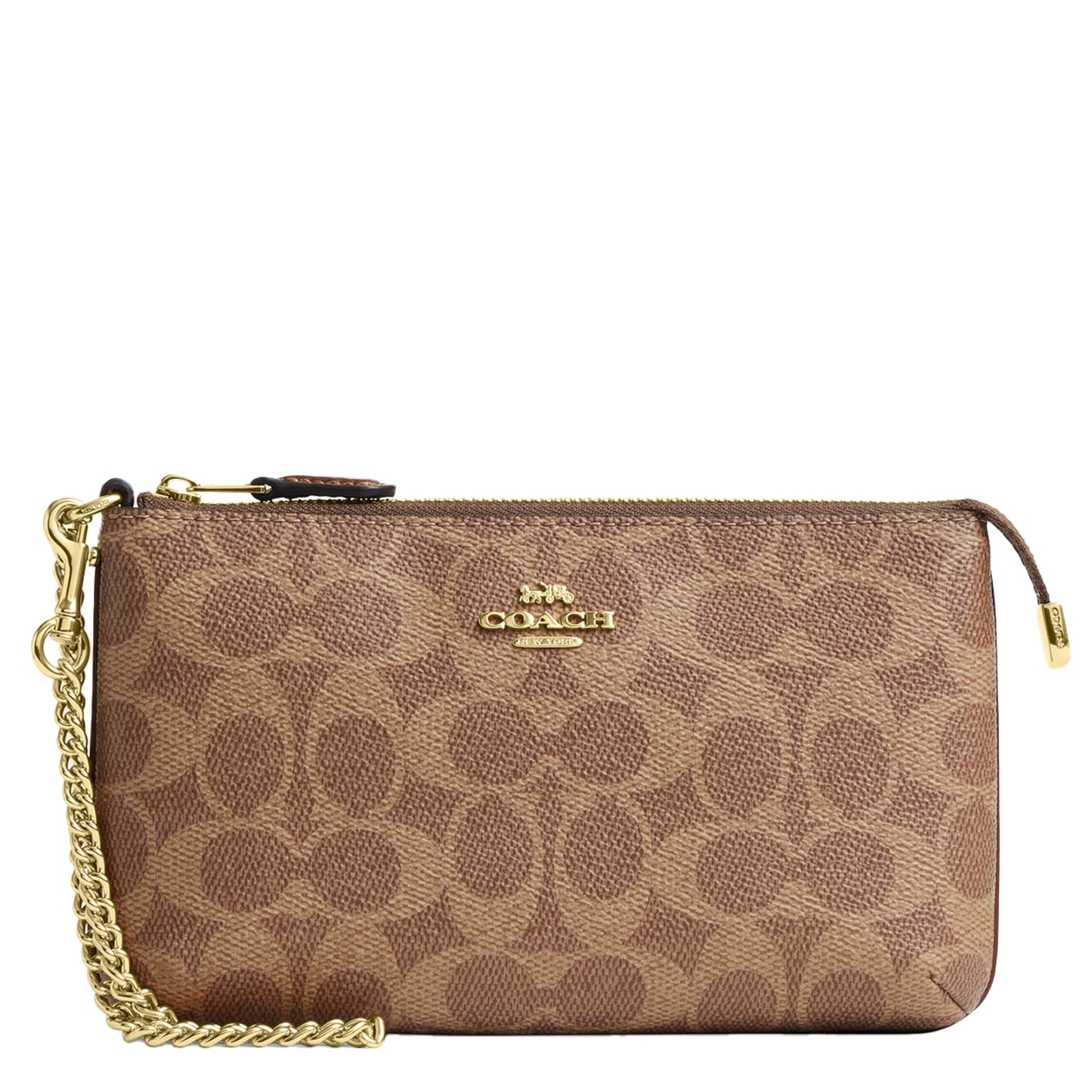 HOTCoach Women's Crossgrain Leather Wristlet W Chain