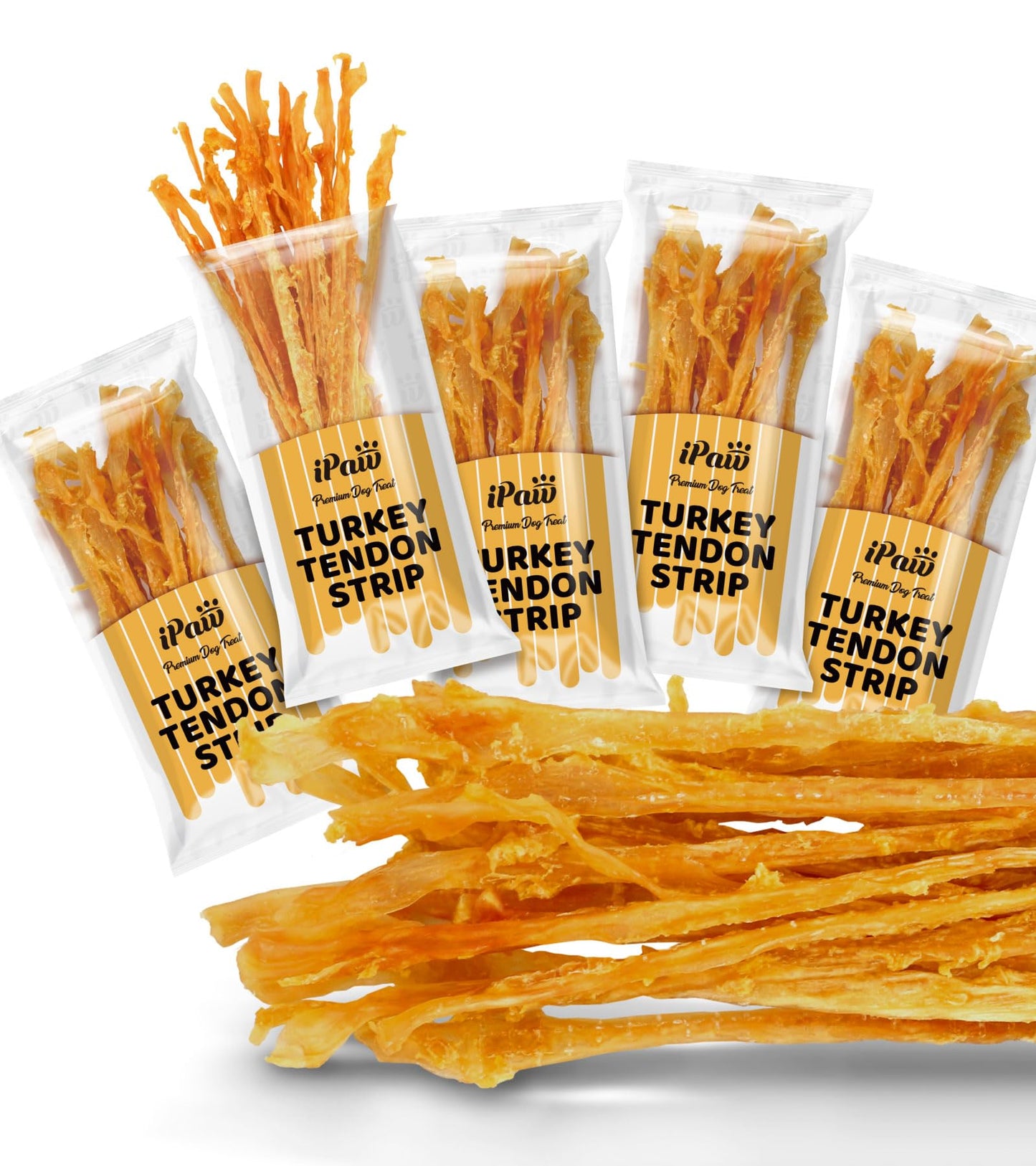 HOTiPaw Turkey Tendon for Dogs, All Natural Human Grade Puppy Chew, Strips | Single Protein, Hypoallergenic, Grain free, Rawhide Alternative Dog Treats, US-Sourced Turkey