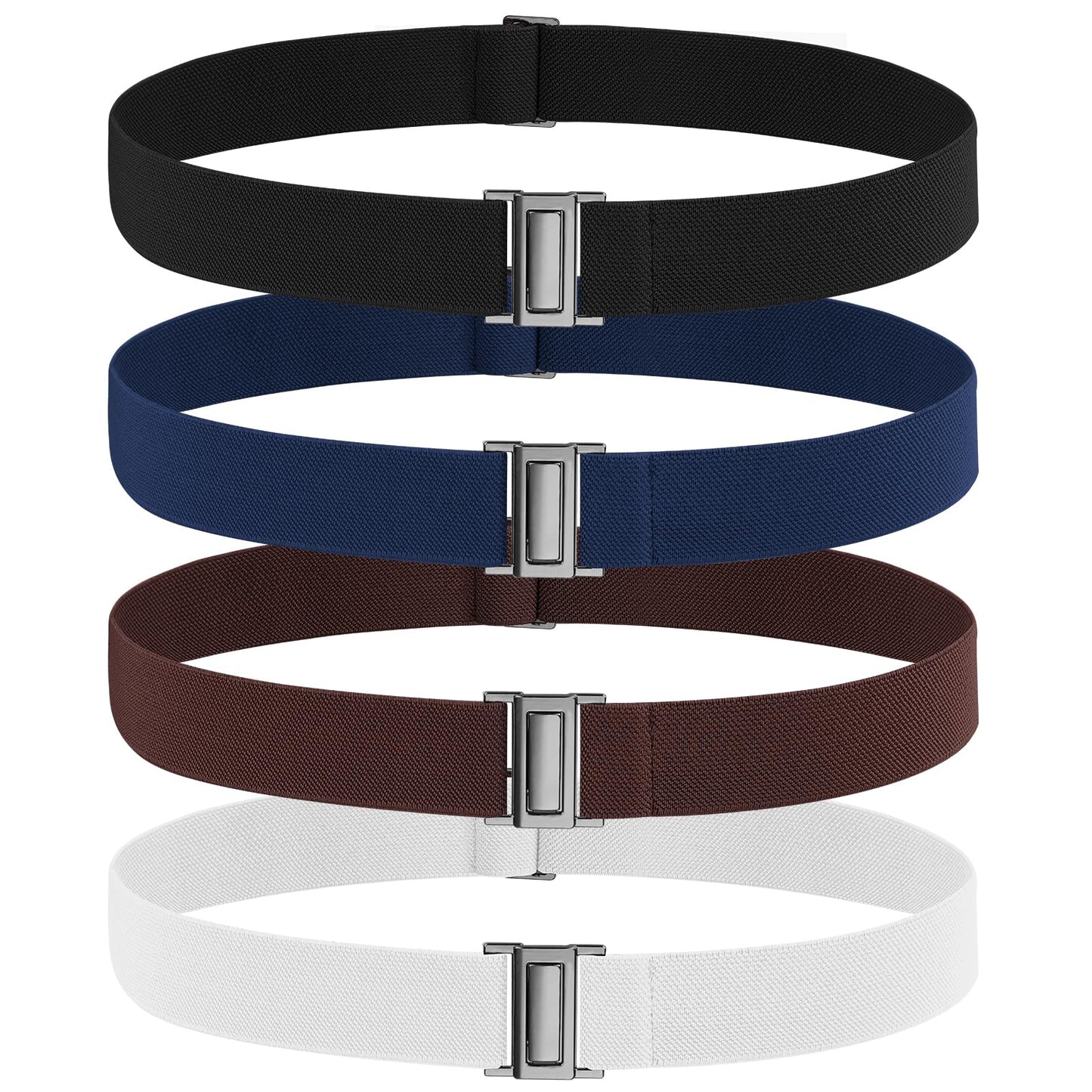 HOTNo Show Elastic Belts for Women with Invisible Flat Buckle Stretch Web Strap Belt for Jeans Pants Dresses