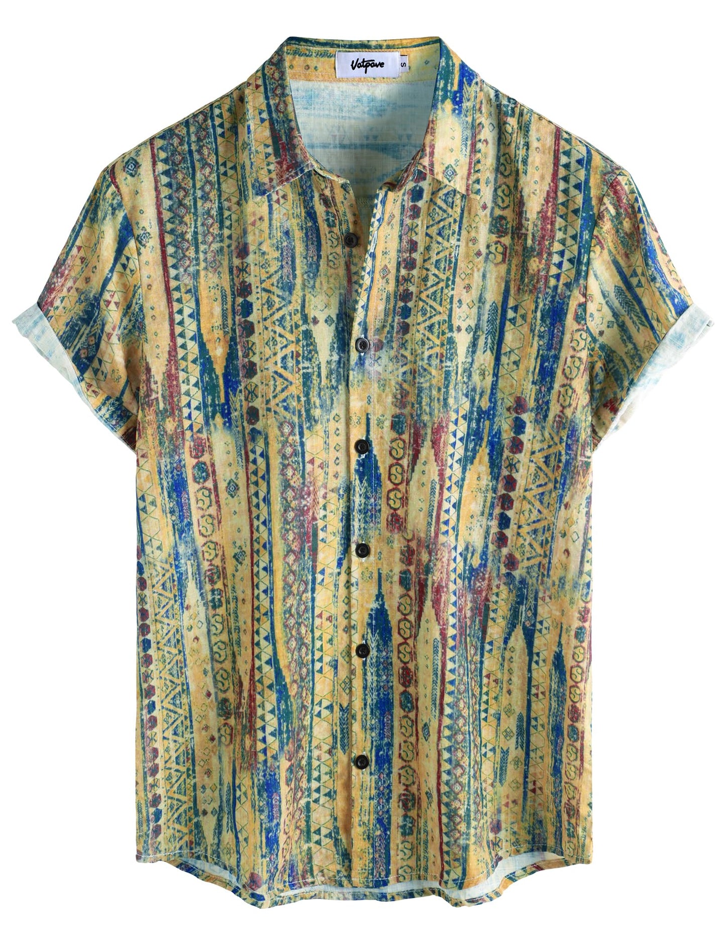 HOTVATPAVE Mens Casual Short Sleeve Button Down Shirts Regular Fit Hawaiian Summer Shirt