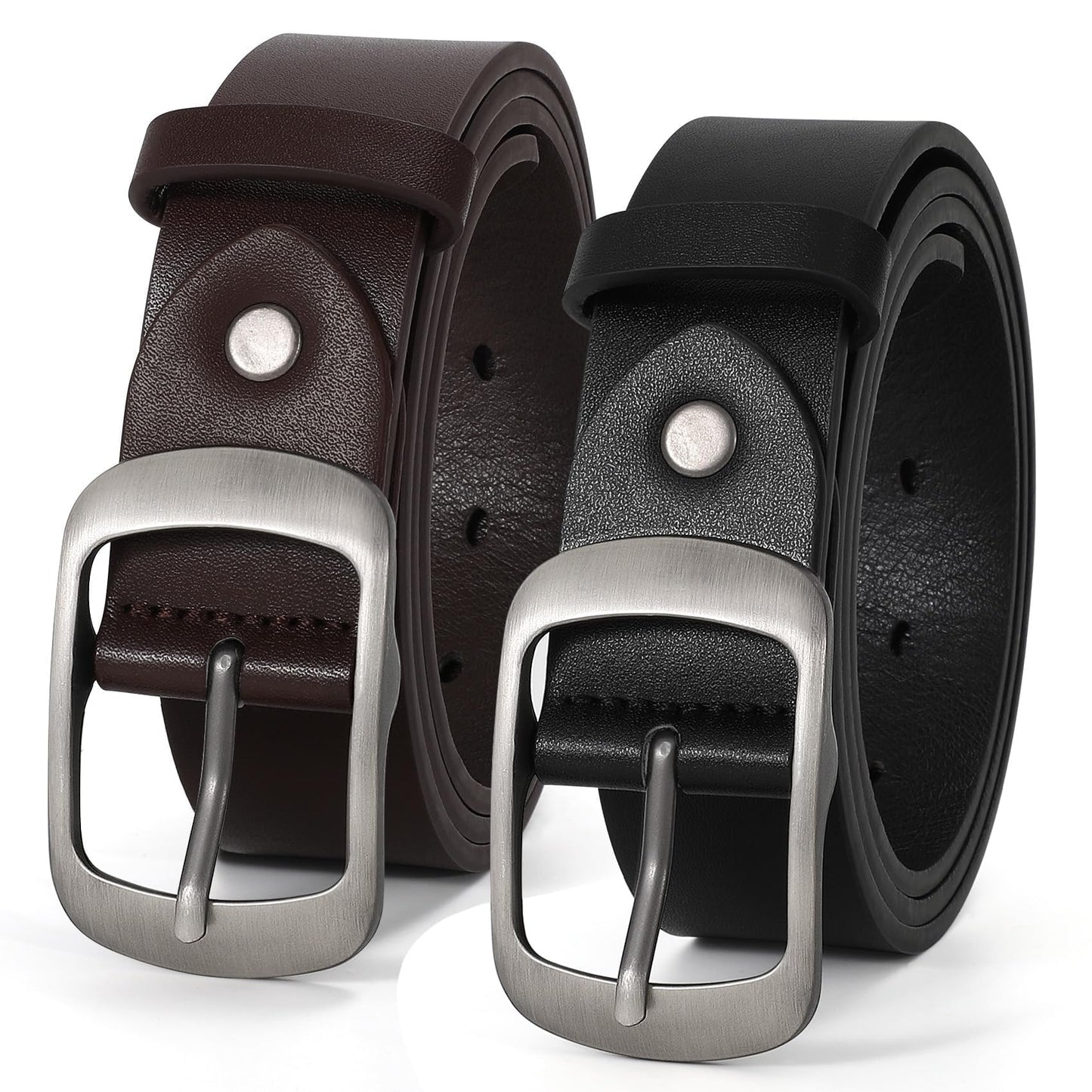 HOTVONMELLI 2 Packs Women Leather Belts for Jeans Fashion Leather Ladies Waist Belt