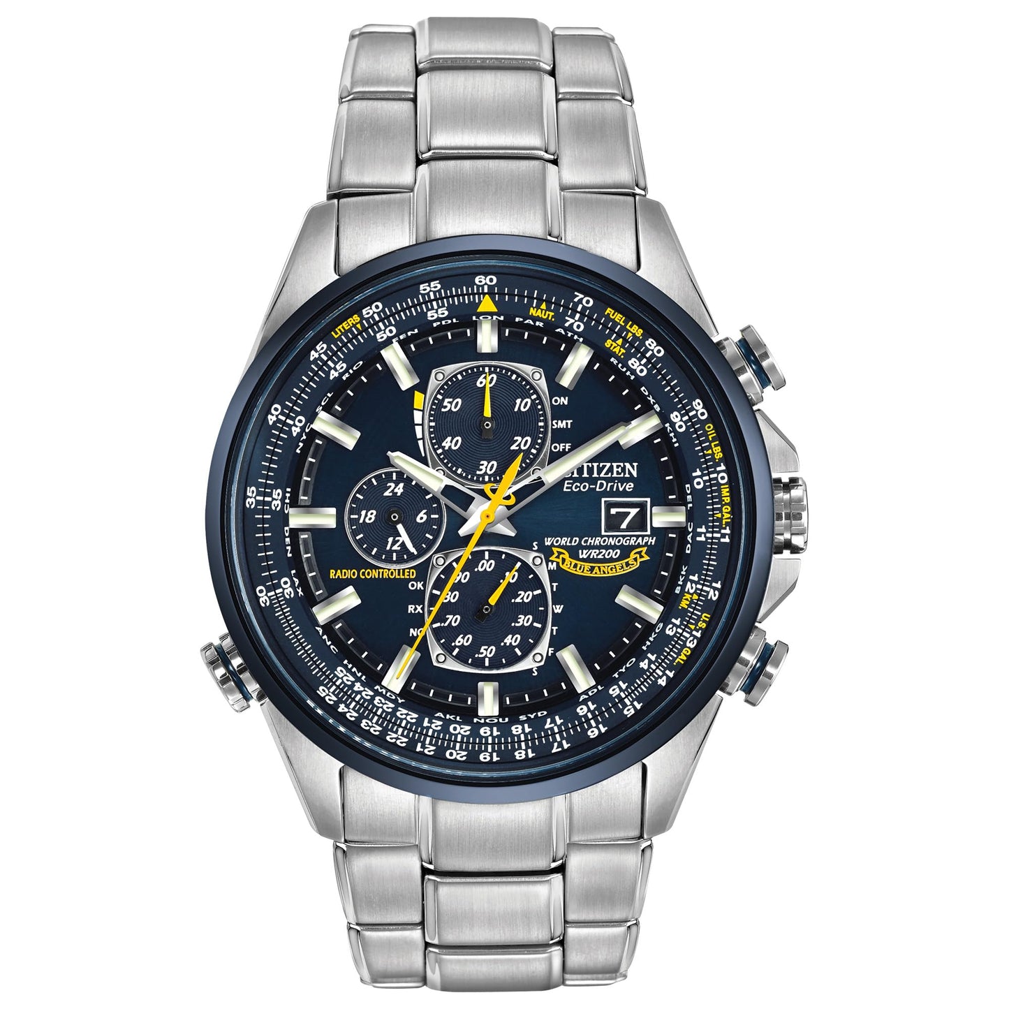 HOTCitizen Men's Eco-Drive Sport Luxury World Chronograph Atomic Time Keeping Watch