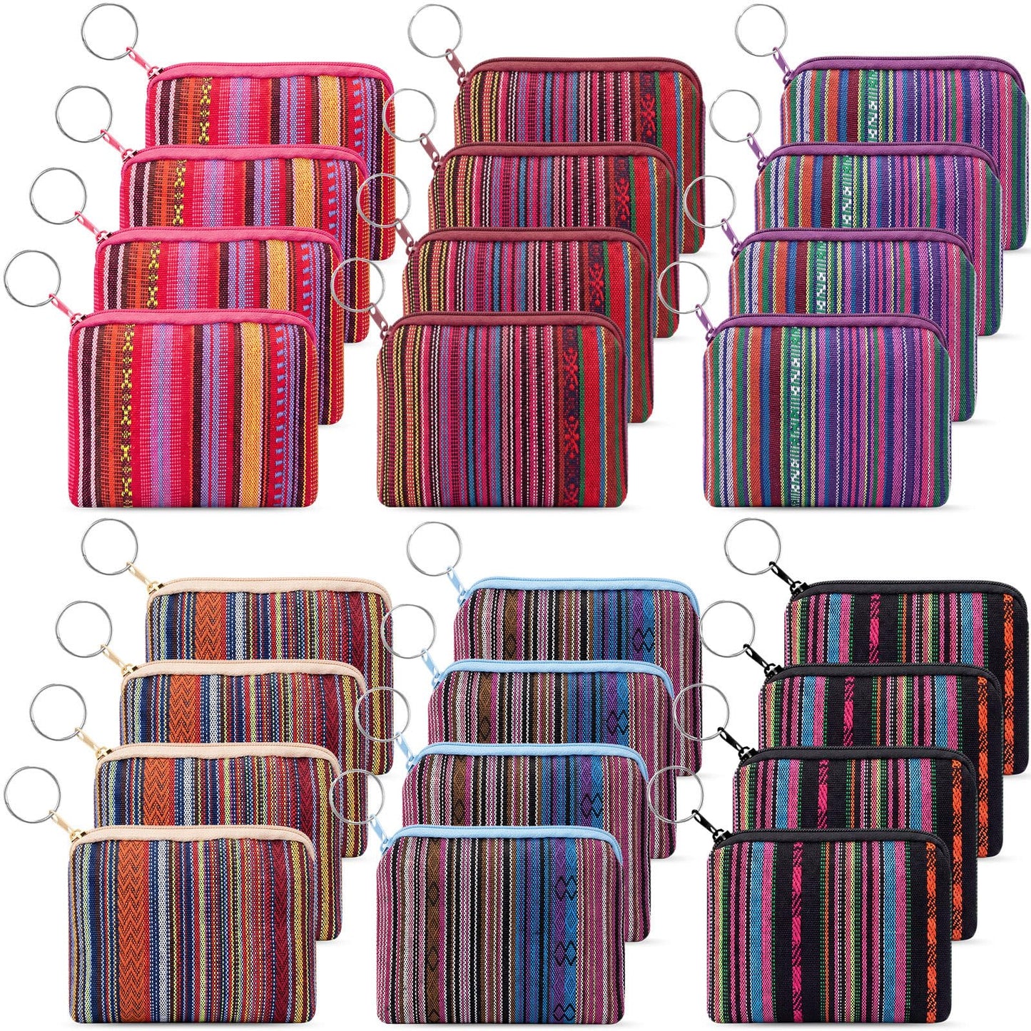 HOT24 Pack Mexican Candy Bags Fiesta Cinco De Mayo Mini Coin Purse 3.5 x 4.5 in Mexican Jewelry Zipper Pouches Reusable Cotton Wallet for Wedding Holiday Fiesta Party Favor Gift