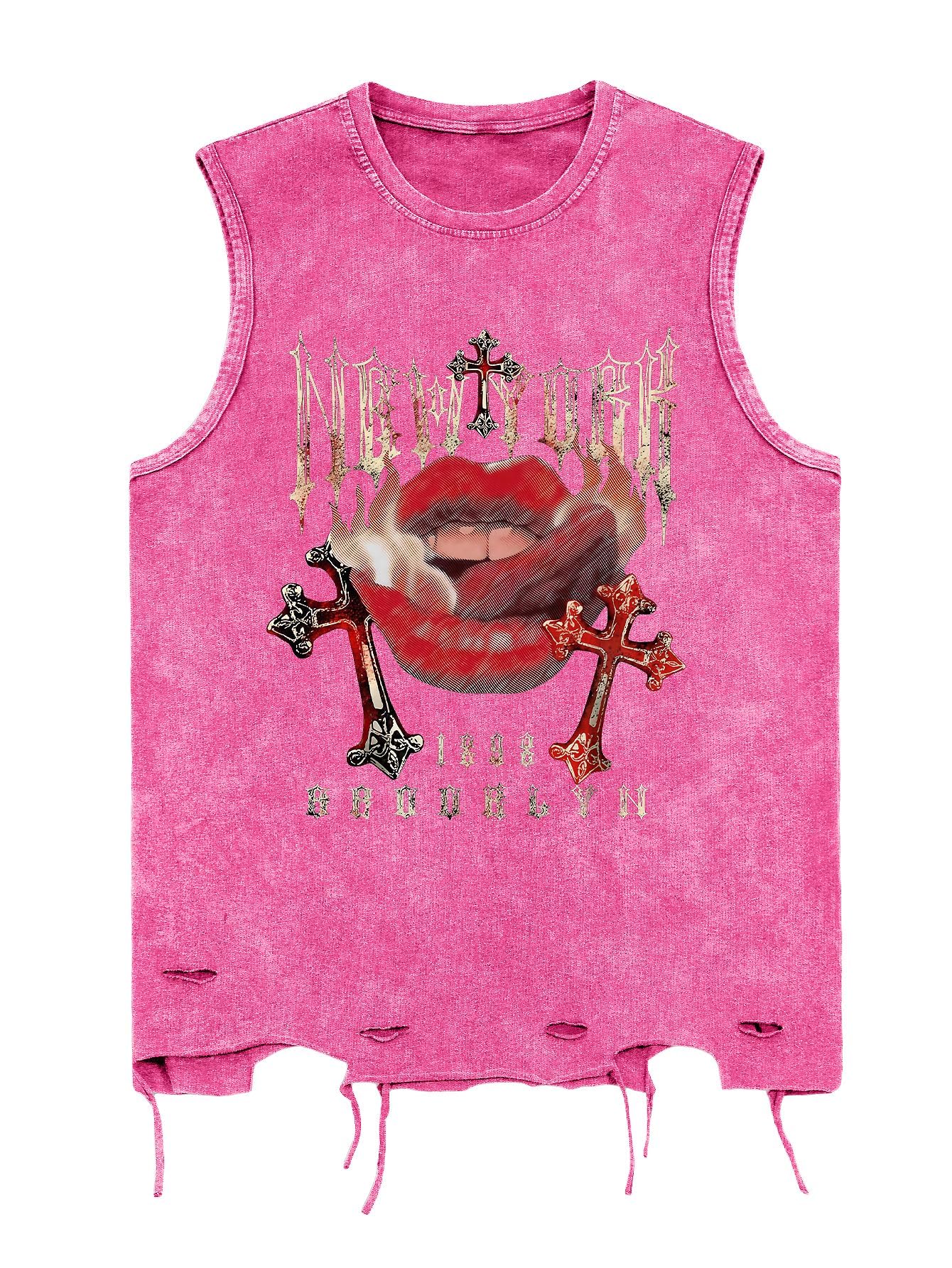 HOTVerdusa Men's Graphic Tees Y2k Grunge Hippie Tee Distressed Summer Shirt Sreetwear Sleeveless Tank Top