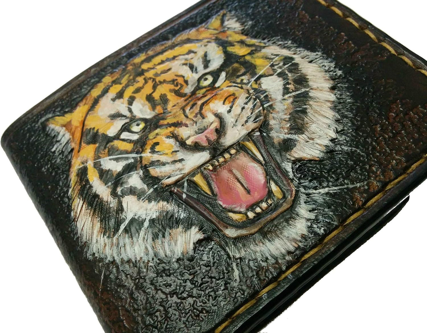 HOTBig Cat, Royal Bengal Tiger, Animal, Siberian Tiger, Panthera, Wildlife Wallet, RFID Men's Bifold Wallet, Genuine leather wallet, Biker Wallet, Embossed wallet, Leather Purse, Handmade wallet, Airbrush Art, Custom wallet, Personalized wallet