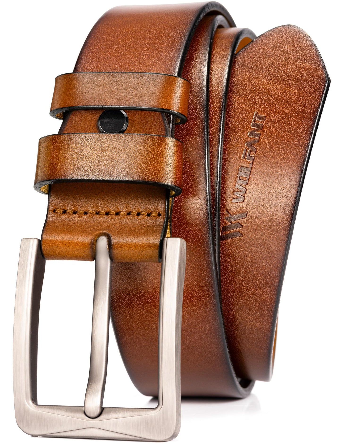 HOTWOLFANT 1.5" Full Grain Leather Belt for Men in Gift Box,100% Italian Real Solid Leather