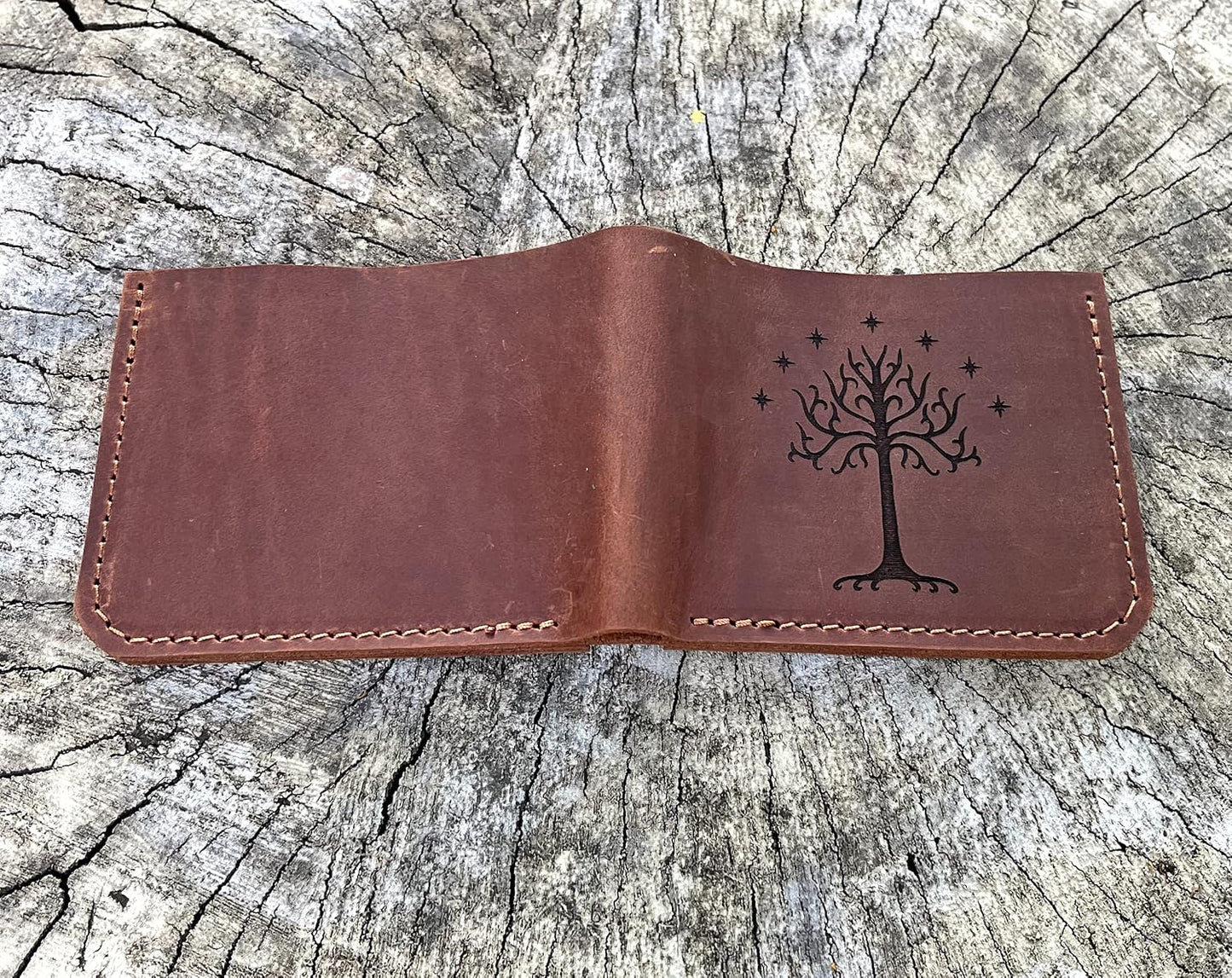 HOTWhite Tree Wallet, Gift for Him, Mens Wallet, Handmade Leather Wallet, Mens Gift For Father, Husband Gift, Boyfriend Gift k32