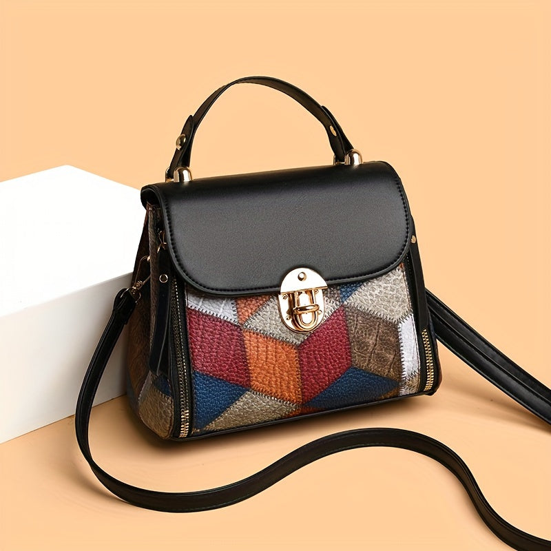 today's deals,No middlemen to make the difference! Retro Geometric Pattern Handbag, Fashion Mini Crossbody Bag, Women's Buckle Decor Shoulder Purse