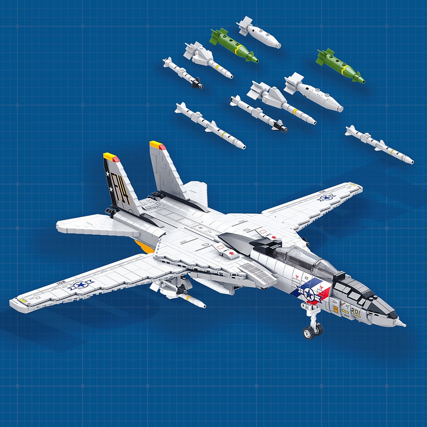 F-14 Jet Fighter Plane Tomcat Military Building Set for Adult, 1:34 Army Model Jet Fighter Plane 1600 Pcs