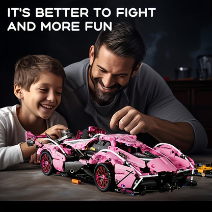 981pcs Building Blocks Car, 1:14 Supercar Design, Cool Pink Appearance, Educational And Intellectual Toy, Easy To Assemble And Operate, Perf