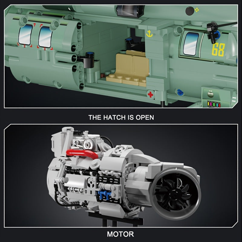 1834pcs Military Helicopter Building Blocks - Assemble Your Own Armed Aircraft for Fun and Learning