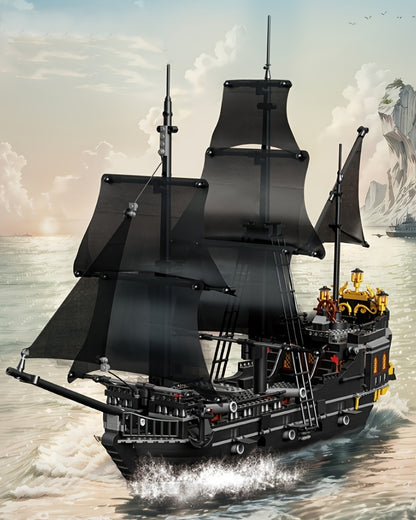 Puzzle Blocks Black Wizard Pirate Ship 1424pcs Small Particles Of Creative Puzzle Toys Collection Gift Goodies