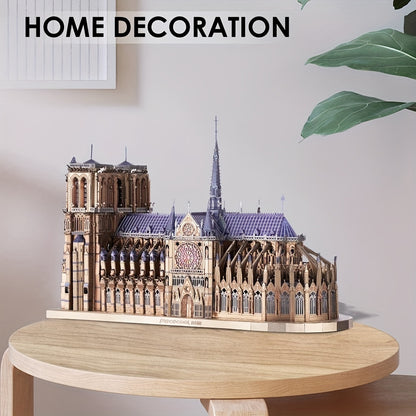 382pcs Notre Dame De Paris Church 3D Metal Puzzle for Adults - Challenging French Cathedral Brain Teaser Architecture Building Blocks Kit
