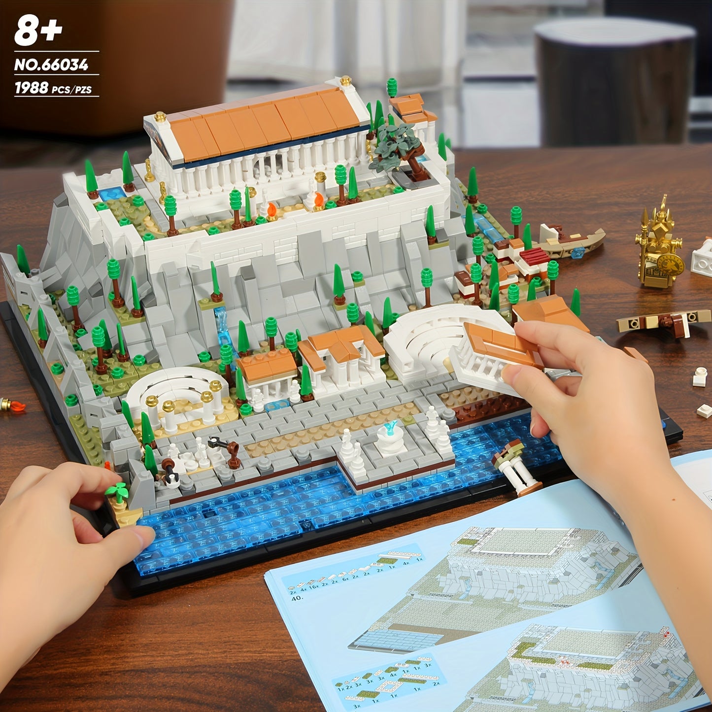 Architecture Acropolis of Athens 1988 Pieces, Landmark Collection City Buildings Blocks Set, Display Model Kit and Home Decor Gift Idea for