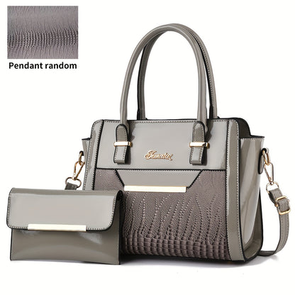 today's deals，No middlemen to make the difference!Classic Solid Color Crocodile Pattern Tote Bag With Clutch Purse, Textured Bags For Women