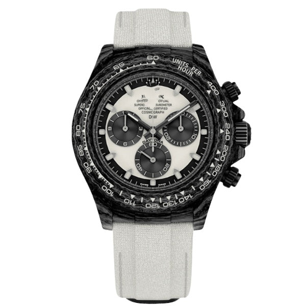 Carbon Fiber Chronograph Watch with Panda Dial