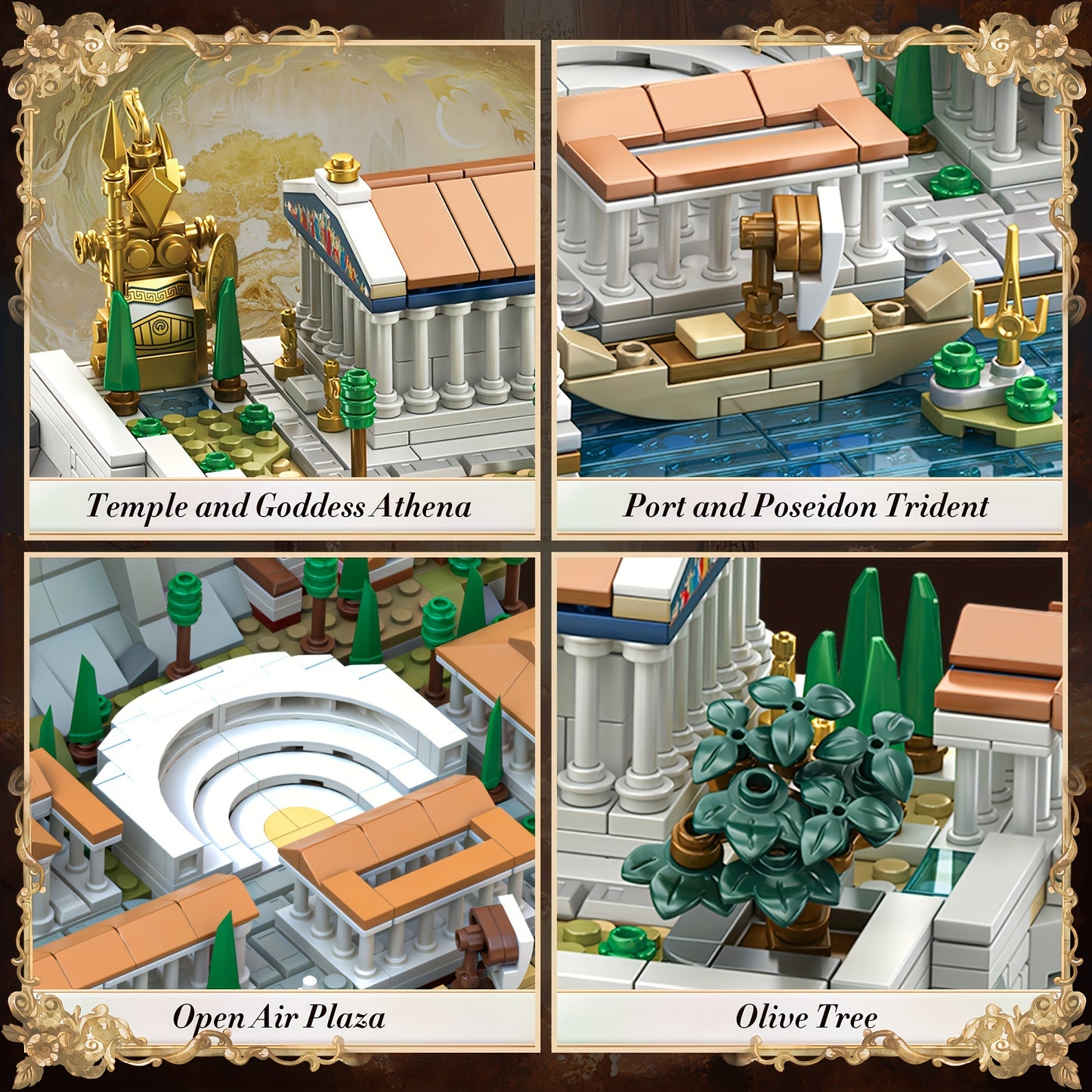 Architecture Acropolis of Athens 1988 Pieces, Landmark Collection City Buildings Blocks Set, Display Model Kit and Home Decor Gift Idea for