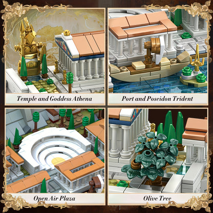 Architecture Acropolis of Athens 1988 Pieces, Landmark Collection City Buildings Blocks Set, Display Model Kit and Home Decor Gift Idea for