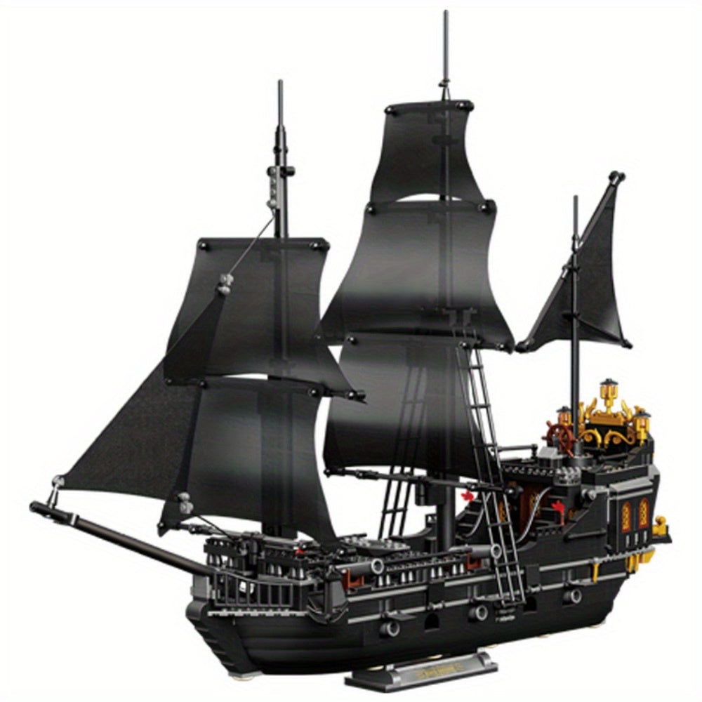 Puzzle Blocks Black Wizard Pirate Ship 1424pcs Small Particles Of Creative Puzzle Toys Collection Gift Goodies