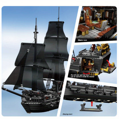 Puzzle Blocks Black Wizard Pirate Ship 1424pcs Small Particles Of Creative Puzzle Toys Collection Gift Goodies