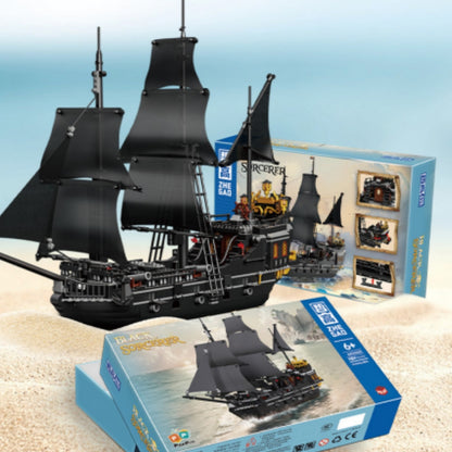 Puzzle Blocks Black Wizard Pirate Ship 1424pcs Small Particles Of Creative Puzzle Toys Collection Gift Goodies
